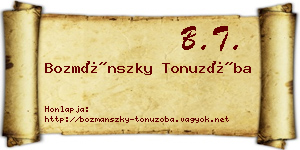 Bozmánszky Tonuzóba névjegykártya
